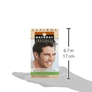 Clairol Natural Instincts Semi-Permanent Hair Dye for Men, M13 Dark Brown Color Hair Color, Pack of 3