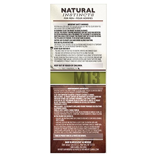 Clairol Natural Instincts Semi-Permanent Hair Dye for Men, M13 Dark Brown Color Hair Color, Pack of 3