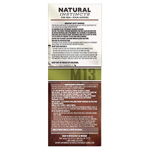 Clairol Natural Instincts Semi-Permanent Hair Dye for Men, M13 Dark Brown Color Hair Color, Pack of 3