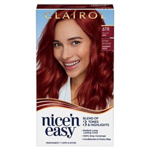 clairol nice’n easy permanent hair dye, 6tr truest red hair color, pack of 1
