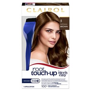 clairol root touch-up by nice’n easy permanent hair dye, 5 medium brown hair color, pack of 1