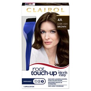 clairol root touch-up by nice’n easy permanent hair dye, 4a dark ash brown hair color, pack of 1