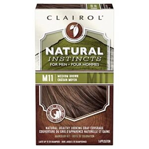 clairol natural instincts semi-permanent hair dye for men, m11 medium brown hair color, pack of 1