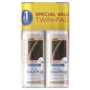 clairol root touch-up temporary spray, dark brown hair color, 2 count (packaging may vary)