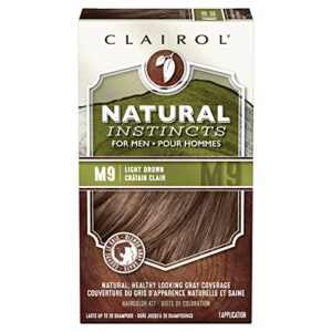 clairol natural instincts semi-permanent hair dye for men, m9 light brown hair color, pack of 1