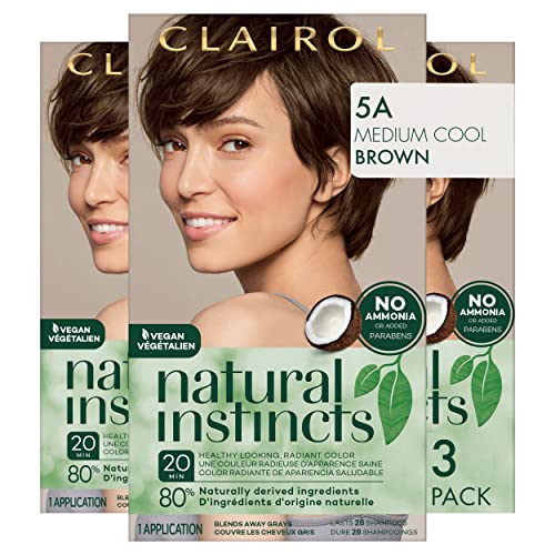 Clairol Natural Instincts Demi-Permanent Hair Dye, 5A Medium Cool Brown Hair Color,1 Count(Pack of 3)