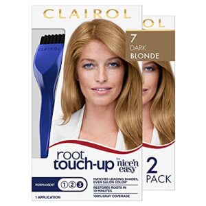 clairol root touch-up by nice’n easy permanent hair dye, 7 dark blonde hair color, pack of 2