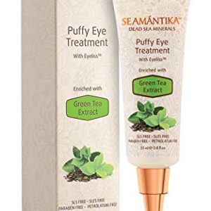 Puffy Eyes Treatment Instant results – Naturally Eliminate Wrinkles, Puffiness, Dark Circle and Bags in Minutes – Hydrating Eye Cream w/ Green Tea Extract, Dead Sea Minerals by SEAMANTIKA – .8 oz