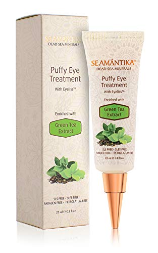 Puffy Eyes Treatment Instant results – Naturally Eliminate Wrinkles, Puffiness, Dark Circle and Bags in Minutes – Hydrating Eye Cream w/ Green Tea Extract, Dead Sea Minerals by SEAMANTIKA – .8 oz