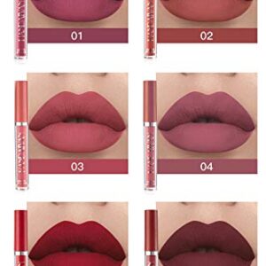 BestLand 6Pcs Matte Liquid Lipstick Makeup Set, Matte liquid Long-Lasting Wear Non-Stick Cup Not Fade Waterproof Lip Gloss (Set A)