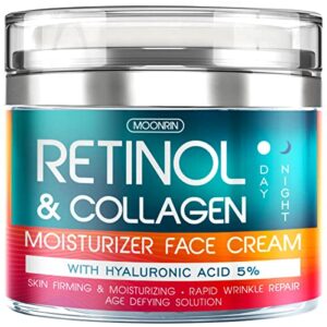 retinol cream for face with hyaluronic acid – collagen face moisturizer for women and men – advanced anti-aging formula for lifting skin – reduce wrinkles, fine lines and dryness – 1.85 fl. oz