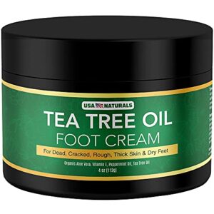 tea tree oil foot cream – instantly hydrates and moisturizes cracked or callused feet – rapid relief heel cream – natural treatment helps & soothes irritated skin, athletes foot, body acne