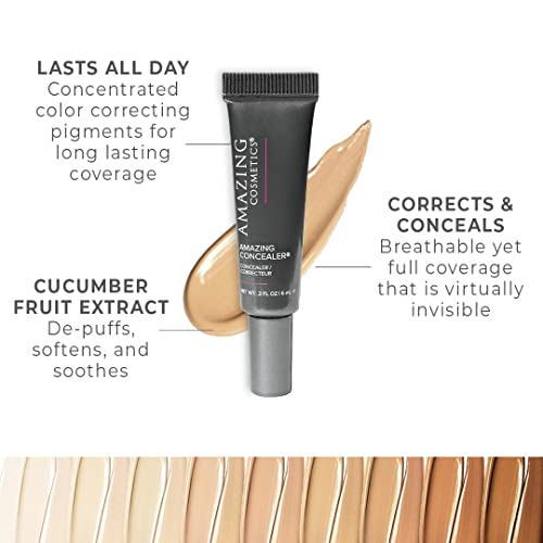 AmazingCosmetics Amazing Concealer, multipurpose full coverage concealer 0.2 oz, Tan Golden