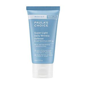 paula’s choice resist super-light daily wrinkle defense spf 30 matte tinted face moisturizer, uva & uvb protection, mineral sunscreen for oily skin, fragrance-free & paraben-free, 2 ounces
