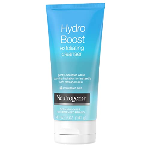 Neutrogena Hydro Boost Gentle Exfoliating Daily Facial Cleanser with Hyaluronic Acid, Clinically Proven to Increase Skin's Hydration Level, Non-Comedogenic Oil-, Soap- & Paraben-Free, 3 x 5 Oz