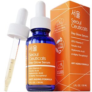 seoulceuticals korean skin care korean beauty – 20% vitamin c hyaluronic acid serum + ce ferulic acid provides potent anti aging, anti wrinkle korean beauty 1oz