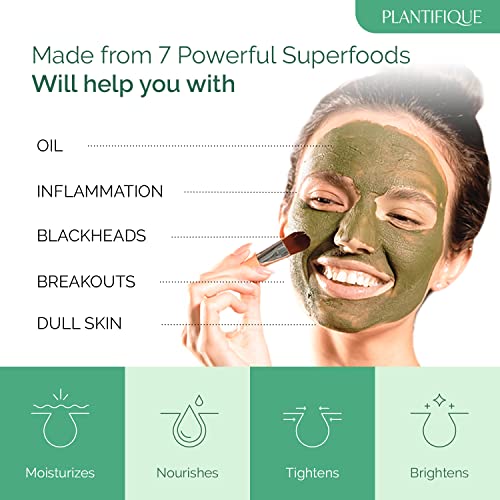 PLANTIFIQUE Korean Skin Care Detox Face Mask with Avocado & Superfoods - Clay Mask Dermatologist Tested, Hydrating Mud Mask for Face and Body - Vegan Face Masks Skincare 3.4 Oz/100ml