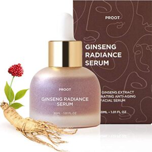 ginseng radiance serum | 52.5% ginseng extract skin rejuvenating face serum | formulated with ginseng extract, hyaluronic acid, wgf complex-3 | korean skin care, vegan, cruelty-free | 1.01 oz