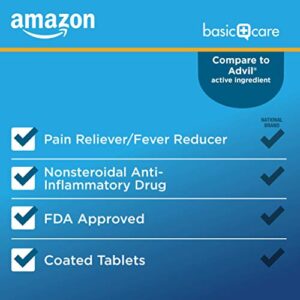 Amazon Basic Care Ibuprofen Tablets, Fever Reducer and Pain Relief from Body Aches, Headache, Arthritis Pain and More, 500 Count