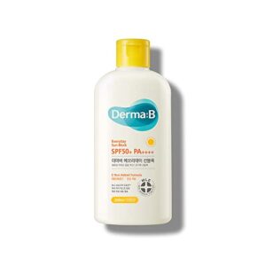 derma b everday sun block sunscreen spf 50+ pa++++ 6.71 fl oz, 200ml | big size spf moisturizer | facial body sunblock | korean sunscreen lotion