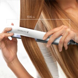 Remington 8510 Anti Frizz Therapy Hair Straightener, 1 Inch Ceramic Flat Iron with Digital Controls, White