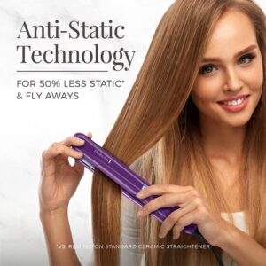 Remington S5500 1" Anti-Static Flat Iron with Floating Ceramic Plates and Digital Controls, Hair Straightener, Purple