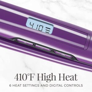 Remington S5500 1" Anti-Static Flat Iron with Floating Ceramic Plates and Digital Controls, Hair Straightener, Purple