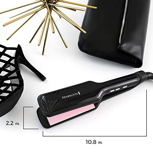 Remington S9520 Pro 2" Pearl Ceramic Flat Iron, Hair Straightener, Digital Controls + 9 Heat Settings, Black/Pink