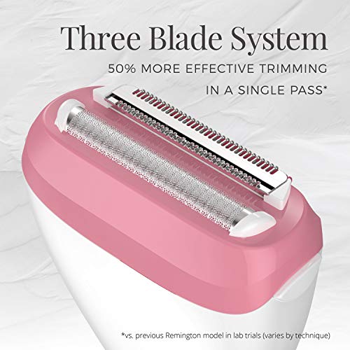 Remington WDF4821US Smooth & Silky Electric Shaver for Women, 3-Blade Cordless Foil Shaver and Bikini Trimmer for Wet or Dry Use, Pink