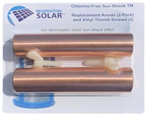 remington solar copper anode, 2 x replacement, sun shock solar pool ionizer, save 80% on chlorine costs, helps reduce chemical irritations, cleans & clears your pool (2 pack)
