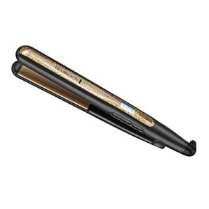 remington s6501 1” ultimate ceramic flat iron with protection against frizz, smooth glide hair straightener, high heat and temperature lock