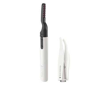 remington reveal lash & brow kit, heated eyelash curler and precision tweezers with led light (ec300b)