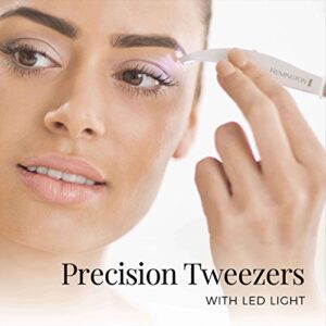 Remington Reveal Lash & Brow Kit, Heated Eyelash Curler and Precision Tweezers with LED light (EC300B)
