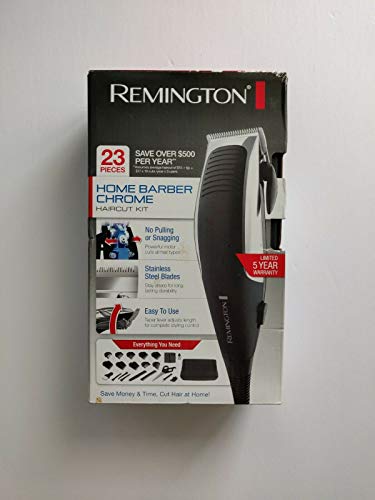 Remington Remington 23-piece home barber chrome haircut kit, hair clippers, black/grey, hc1085