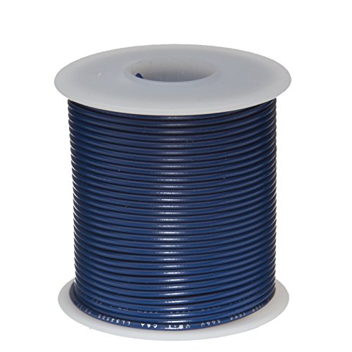 Remington Industries 18 AWG Gauge GPT Marine Stranded Hook Up Wire, 25 ft Length, Blue, 0.0403" Diameter, UL1426, 60 Volts