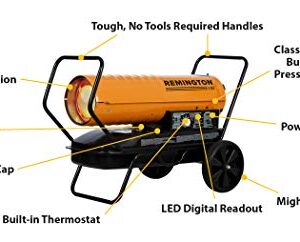 REMINGTON REM-140T-KFA-O Thermostat-controlled heating for up to 3500 square feet, 140,000 BTU, Orange/Black