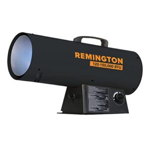 remington 150,000 btu lp forced air heater – variable output black