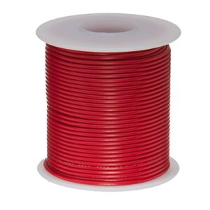 remington industries 20ptfestrred25 20 awg gauge stranded hook up wire, 25 feet length, red, 0.0320 diameter, ptfe, 600 volts