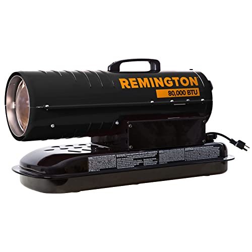 Remington REM-80TBOA-KFA-B Duo Power Battery Kerosene/Diesel Forced Air Heater w/ Thermostat—80,000 BTU