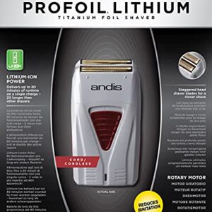 Andis 17150(TS-1) Pro Foil Lithium Titanium Foil Shaver, Cord/Cordless, Gray