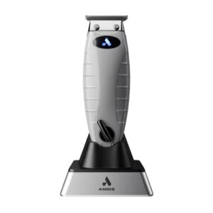 Andis 74055 Professional Corded/Cordless Hair & Beard Trimmer, T-Outliner Blade Trimmer, Zero Gapped, Close Cutting Carbon Steel T-Blade Trimmer, Grey