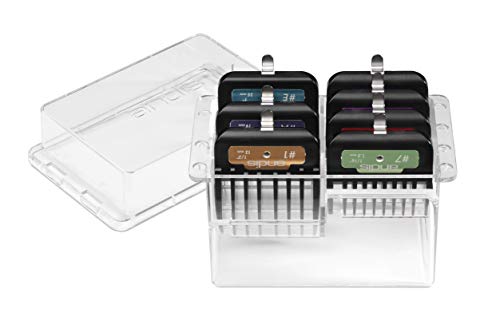 Andis 33655 Premium Clip Animal Comb Set – Built with Plastic, Includes 7 Color Coded Combs of Different Sizes, Metal Clip to Attach Comb - Fits Ultra Edge & Ceramic Edge Blades, Multicolor