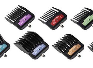 Andis 33655 Premium Clip Animal Comb Set – Built with Plastic, Includes 7 Color Coded Combs of Different Sizes, Metal Clip to Attach Comb - Fits Ultra Edge & Ceramic Edge Blades, Multicolor