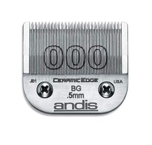 andis – 64480, ceramic edge carbon-infused detachable 0.5mm clipper blade – close cutting, body grooming blades – compatible with most andis, oster a5, series clipper – size 1/50″ cut length, chrome