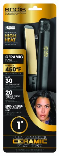 Andis 67095 Professional High Heat 1-inch Ceramic Tourmaline Ionic Flat Iron - Fast, Frizz-Free Ceramic Hair Straightener, Gentle Glide for Waves, Curls, and Smooth Hair, Black/Gold