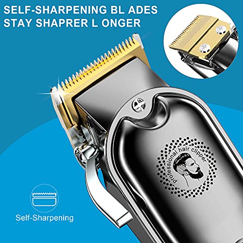 Hatteker Hair Clipper Cordless Hair Trimmer Barber Clipper T-Blade Trimmer Beard Trimmer Nose Trimmer Hair Cutting Grooming Kit Professional IPX7 Waterproof