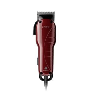 andis 66680 professional envy hair clipper – high-speed adjustable carbon-steel blade with powerful motor, 7200 cutting strokes per minute, hanger loop, red & black