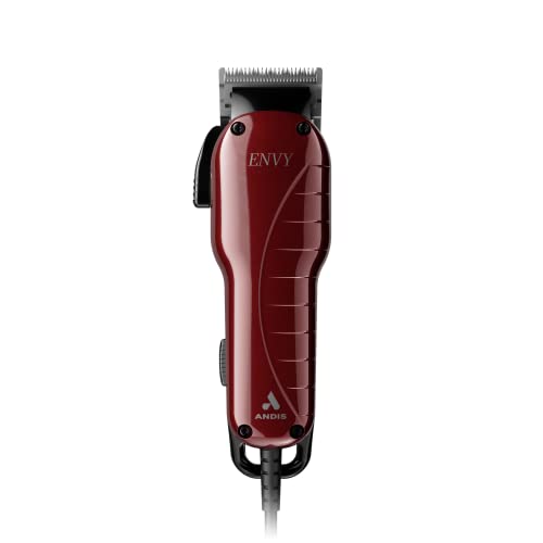 Andis 66680 Professional Envy Hair Clipper – High-Speed Adjustable Carbon-Steel Blade with Powerful Motor, 7200 Cutting Strokes Per Minute, Hanger Loop, Red & Black