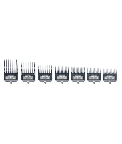 Andis Master Series Premium Metal Hair Clipper Attachment Comb 7 Piece Set, Black, 7 Count (Pack of 1)