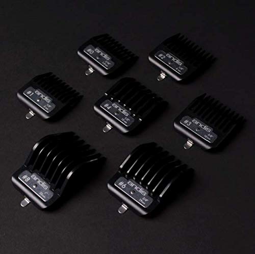 Andis Master Series Premium Metal Hair Clipper Attachment Comb 7 Piece Set, Black, 7 Count (Pack of 1)